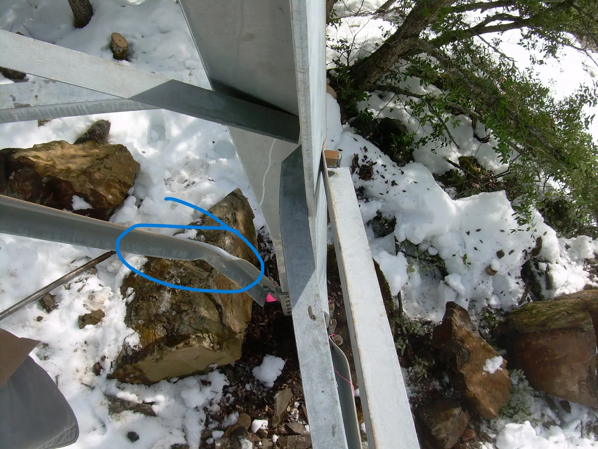 Utility tower detailed analysis after rock fall damage.